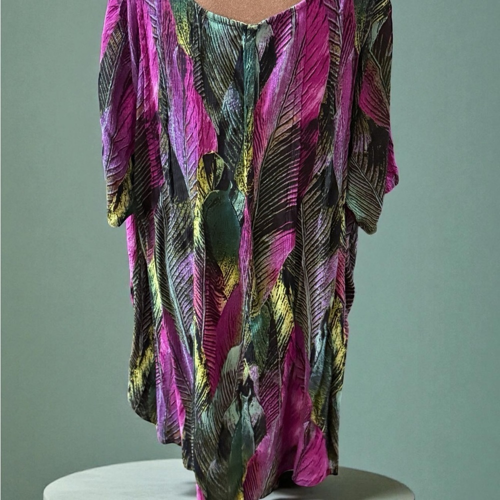 Roaman's Multicolor Feather Print Tunic